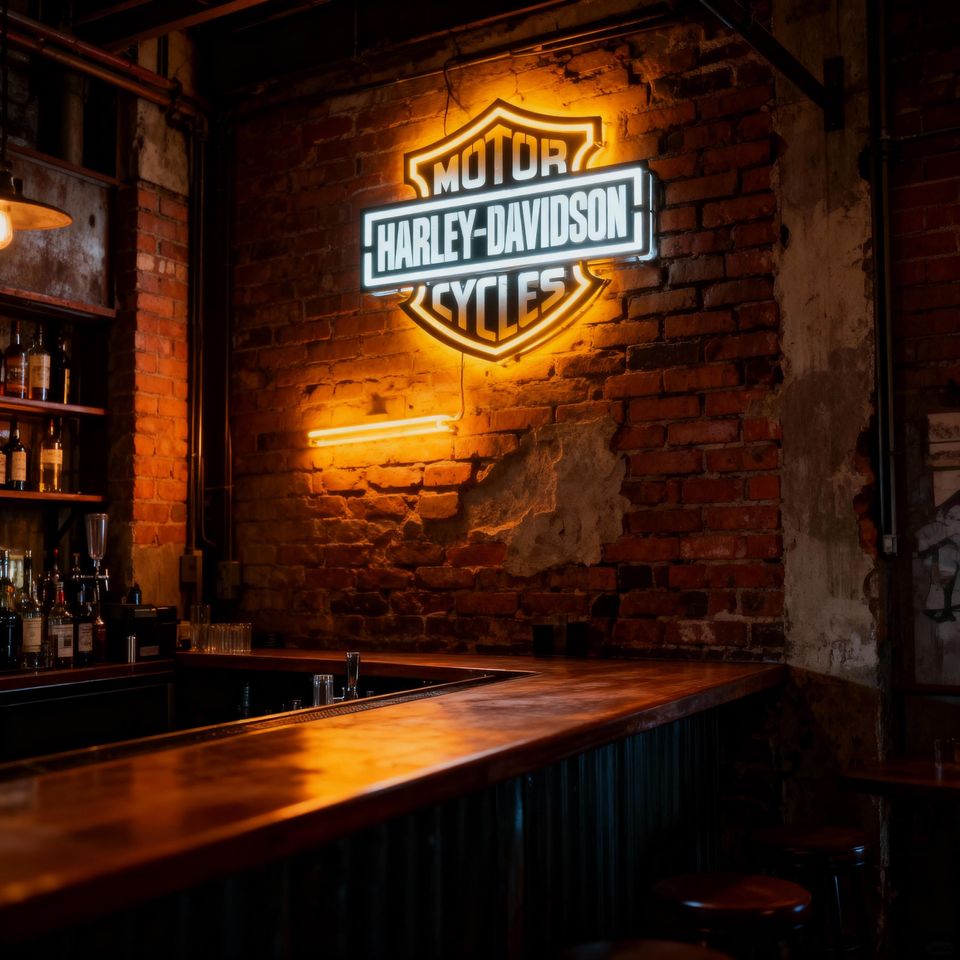LED Haarleyy Davidson Metal Wall Sign: Garage Decor