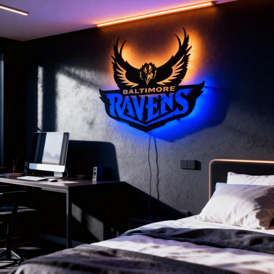 Baltimore Ravens Metal Wall Decor: Football Fan Gift, Mancave Art