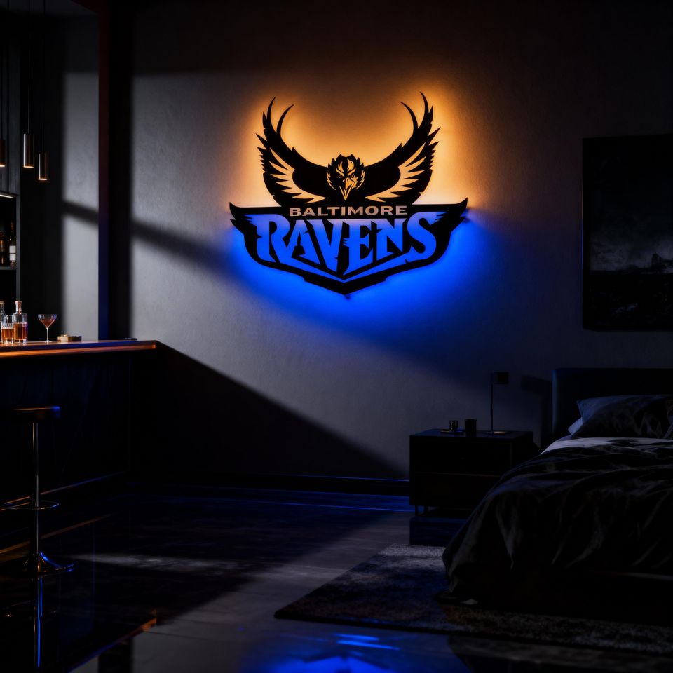 Baltimore Ravens Metal Wall Decor: Football Fan Gift, Mancave Art