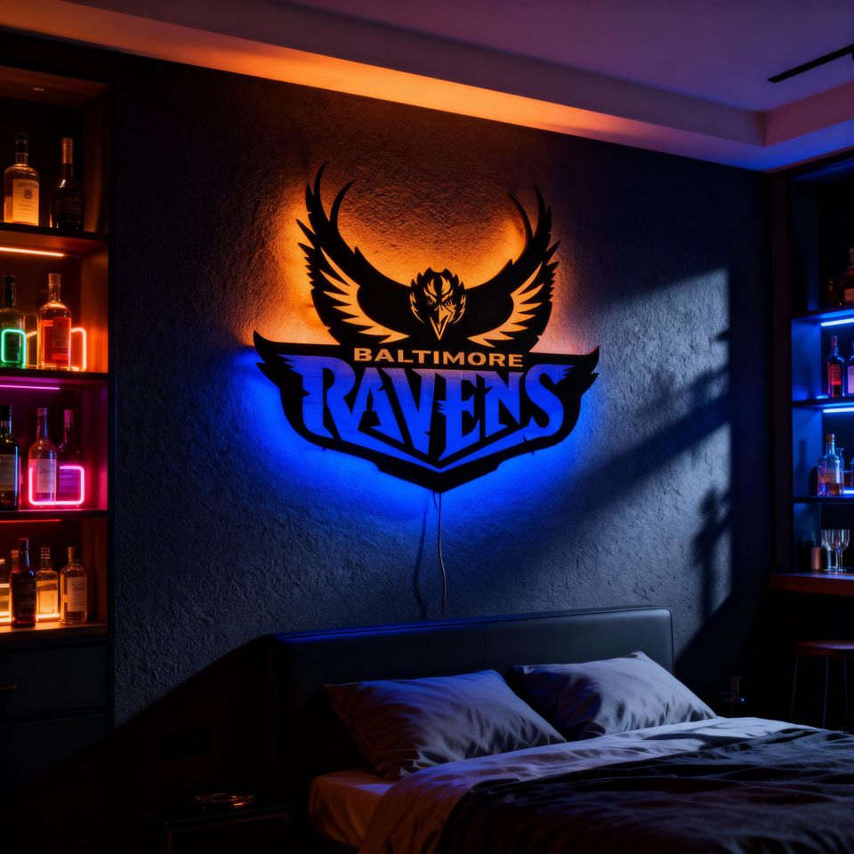 Baltimore Ravens Metal Wall Decor: Football Fan Gift, Mancave Art