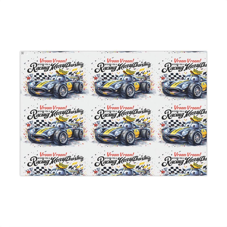 Racing Car Christmas Gift Wrap Paper
