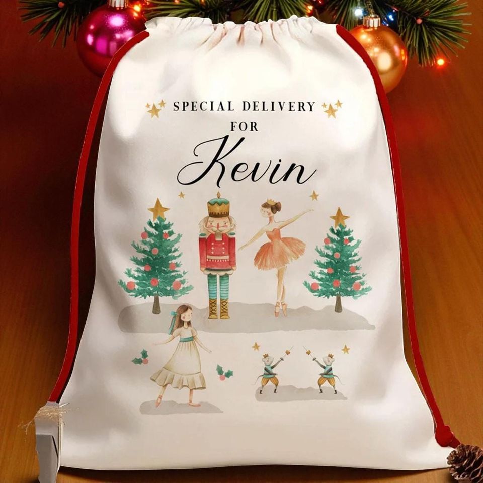 Personalized Christmas Sack | Nutcracker, Woodland Animals Design