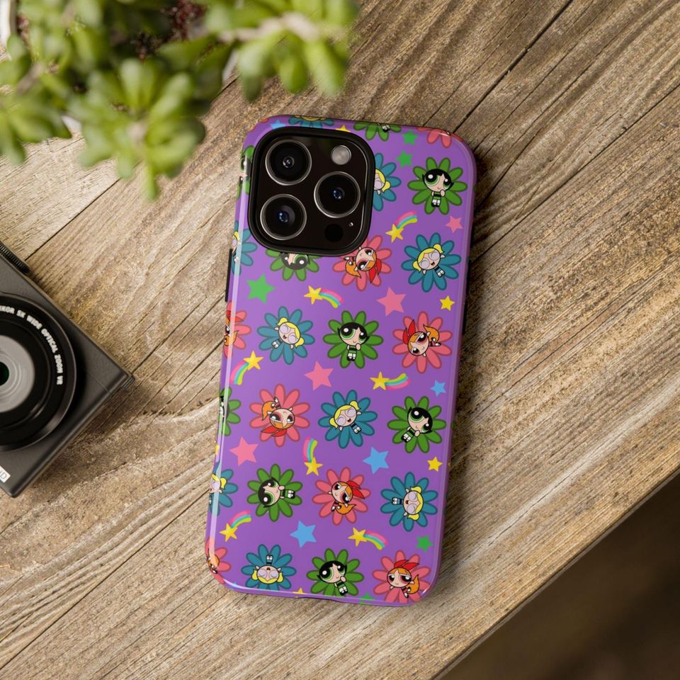 Powerpuff Girls Flower Pattern iPhone Case, Cute Cartoon Network Blossom Bubbles Buttercup Case