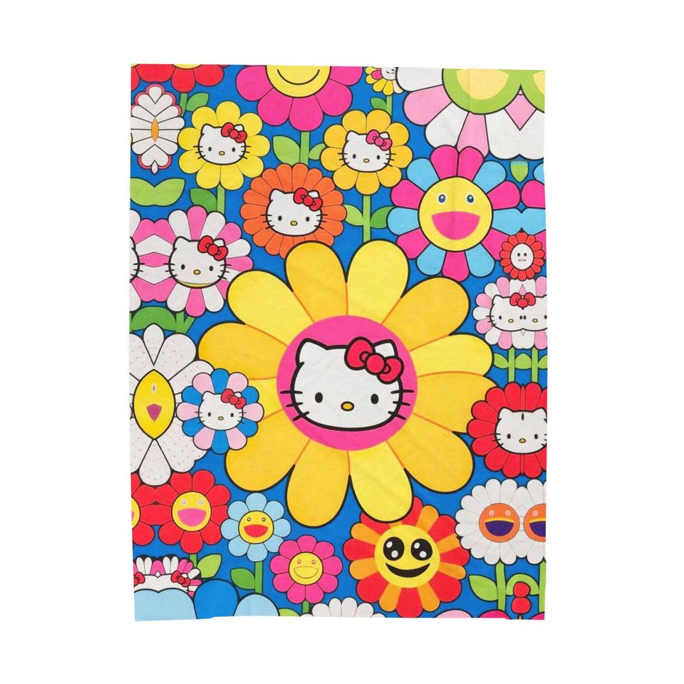 Hello Kitty Flower Pattern Fleece Blanket