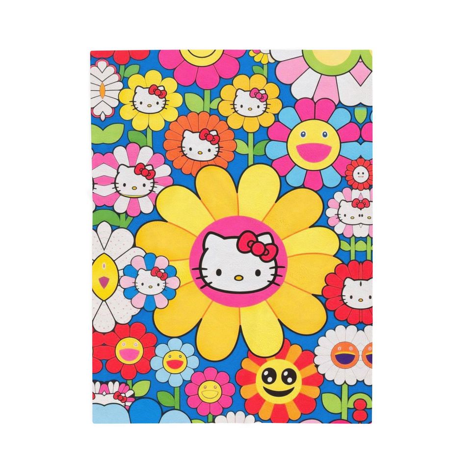 Hello Kitty Flower Pattern Fleece Blanket
