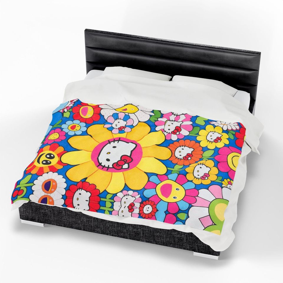Hello Kitty Flower Pattern Fleece Blanket