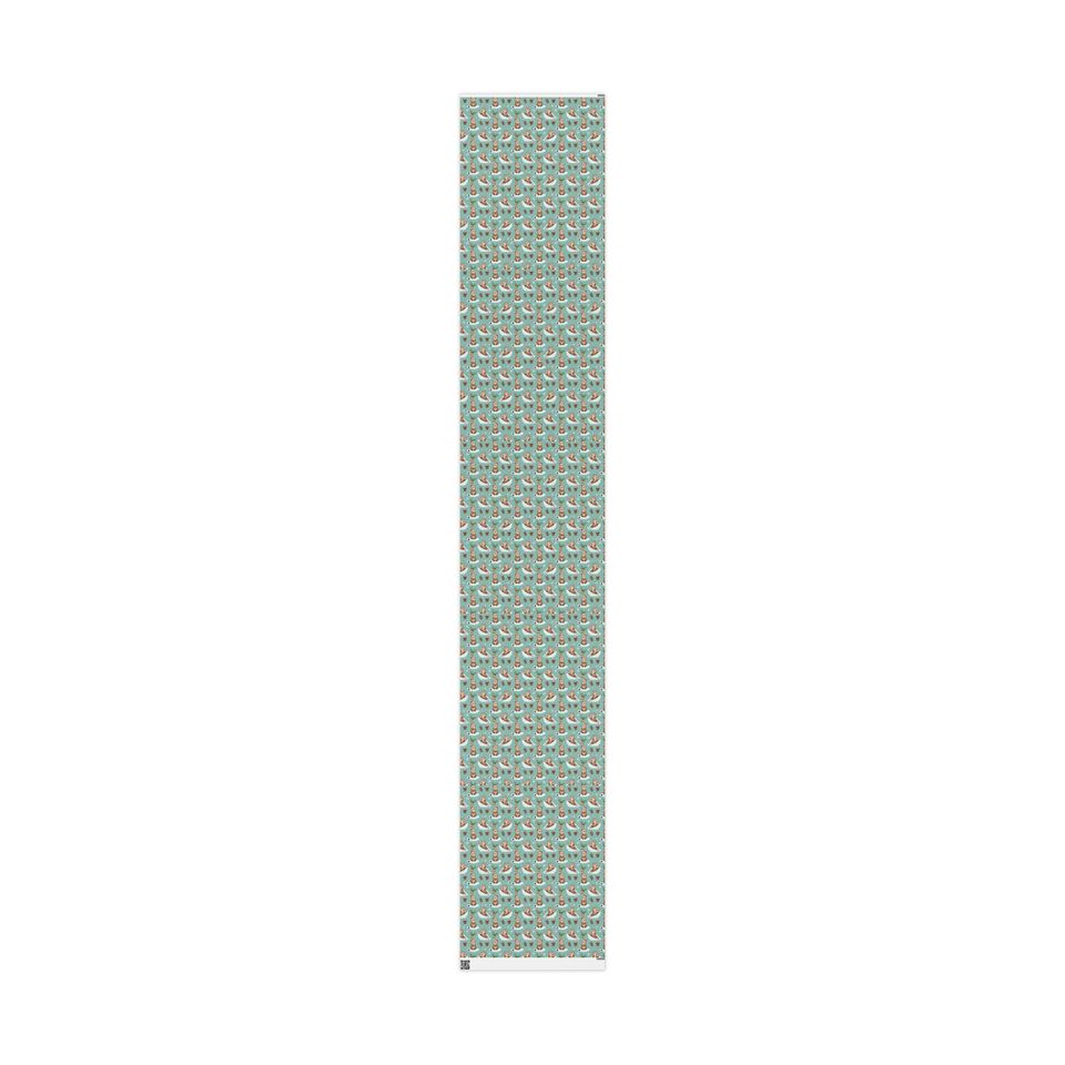 Otter Christmas Wrapping Paper | Playful Candy Cane Design