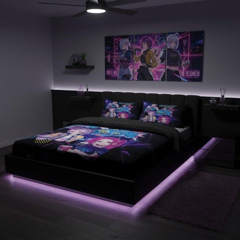 3-Piece Kpop Demon Hunters Bedding Set with Anime Comforter and Pillowcase
