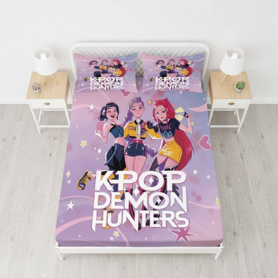 K-Pop Demon Hunters Fitted Sheet Set with Pillowcases