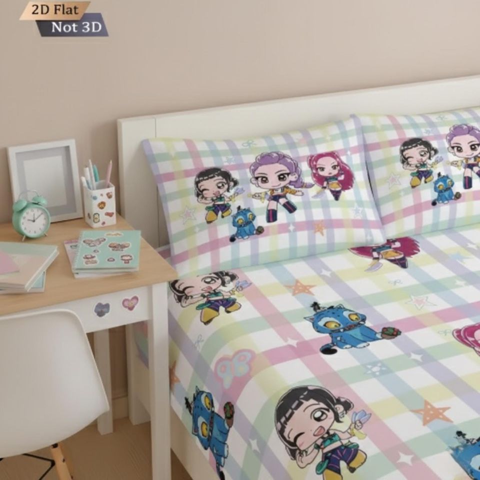 Anime K-Pop Demon Hunters Bedding Set 3pcs for Kids