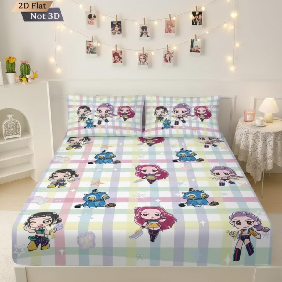 Anime K-Pop Demon Hunters Bedding Set 3pcs for Kids