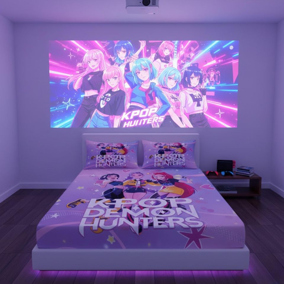 K-Pop Demon Hunters Fitted Sheet Set with Pillowcases