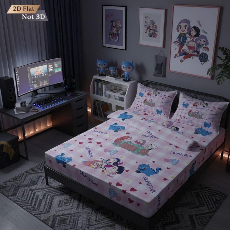Demon Hunters Anime Bedding Set 3PCS K-Pop Style for Kids