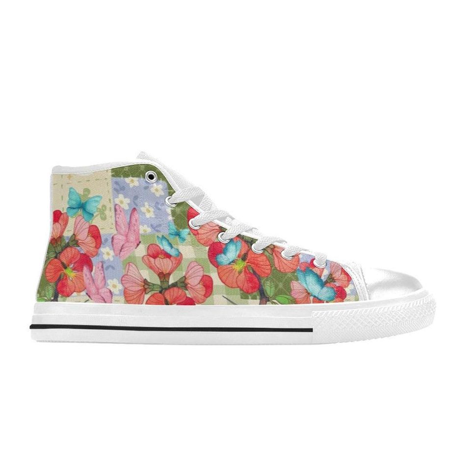 Flower And Butterfly High Top Shoes Sneakers