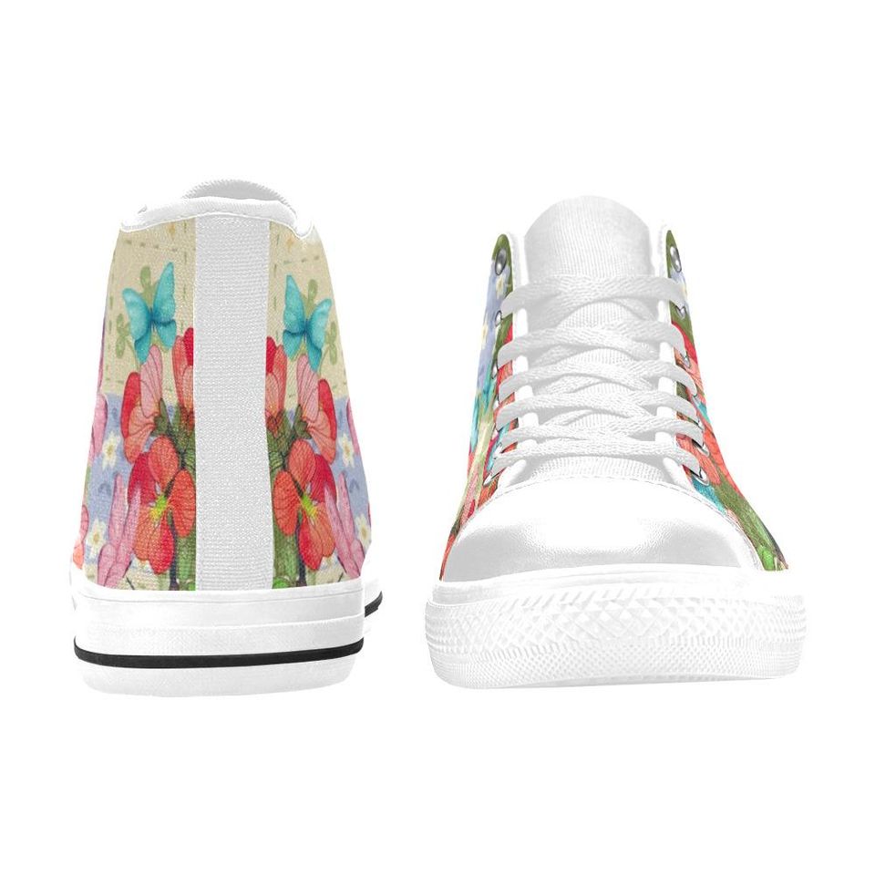 Flower And Butterfly High Top Shoes Sneakers