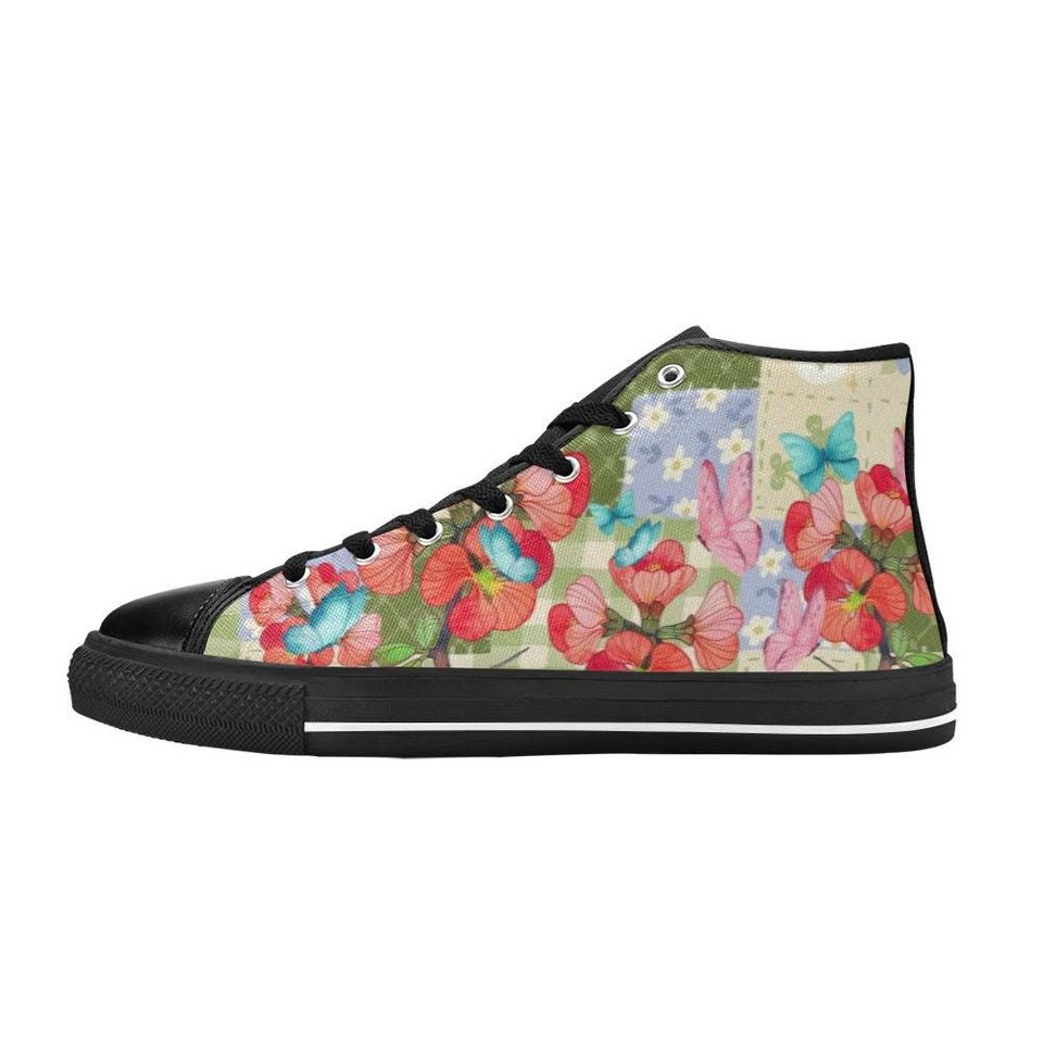 Flower And Butterfly High Top Shoes Sneakers