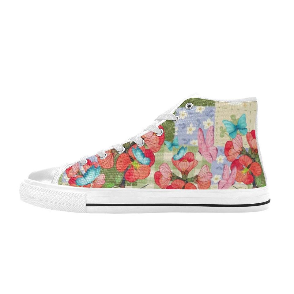 Flower And Butterfly High Top Shoes Sneakers