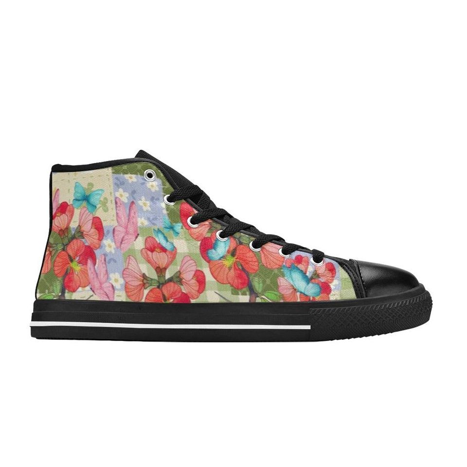 Flower And Butterfly High Top Shoes Sneakers