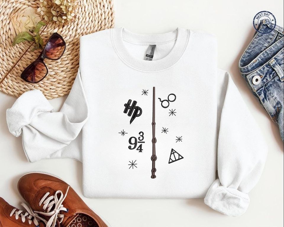 Harry Wizard Embroidery Design, Magic Wand Embroidery File, Wizard Glasses 9 3/4 Symbol Pattern, Digital Machine Embroidery Instant Download
