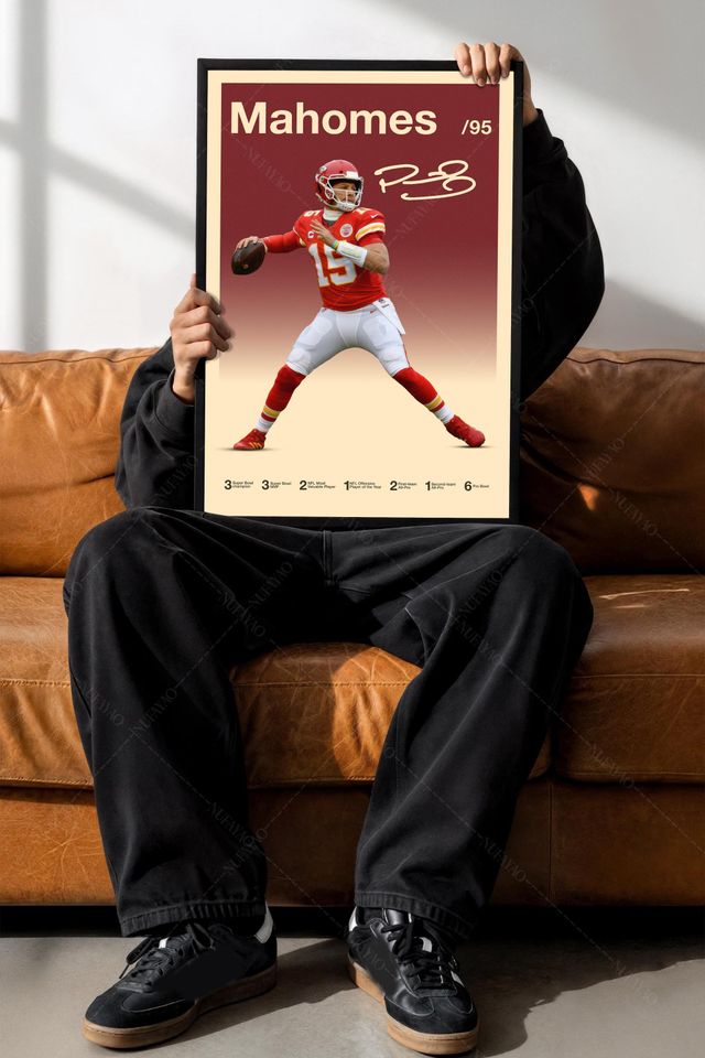 Patrick Mahomes Poster, football Poster, Motivational Poster, Mid Century Modern Art, Football Poster, Sports Poster, Bedroom Decor, Wall Art
