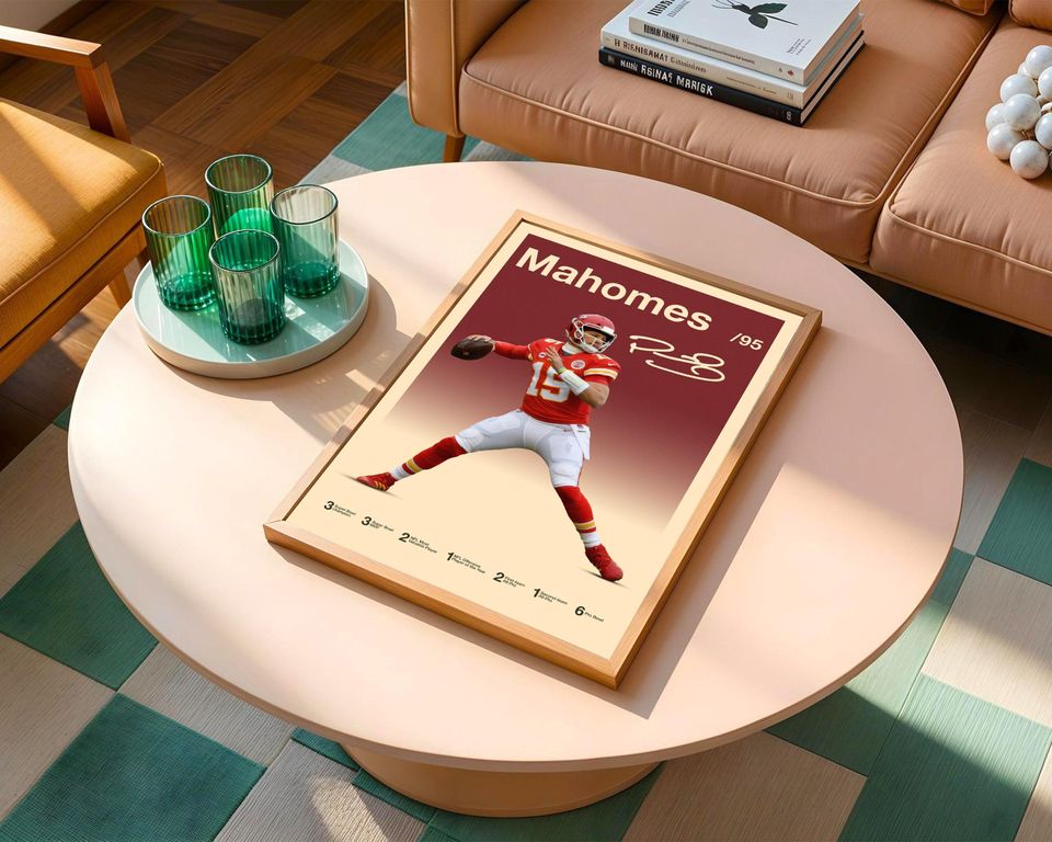 Patrick Mahomes Poster, football Poster, Motivational Poster, Mid Century Modern Art, Football Poster, Sports Poster, Bedroom Decor, Wall Art
