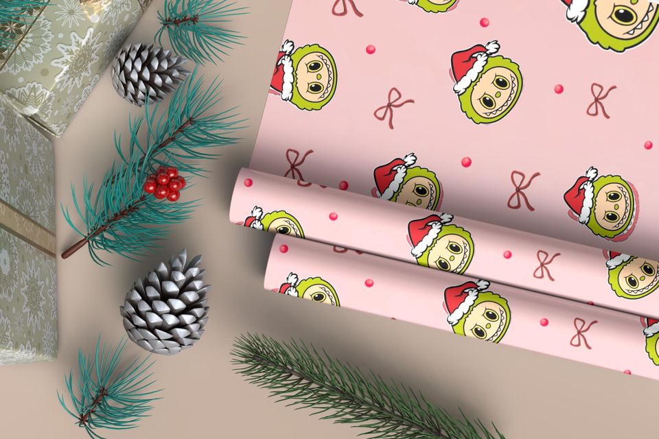 Labubu Wrapping Paper, Christmas Wrapping Paper - Cute Character Wrap