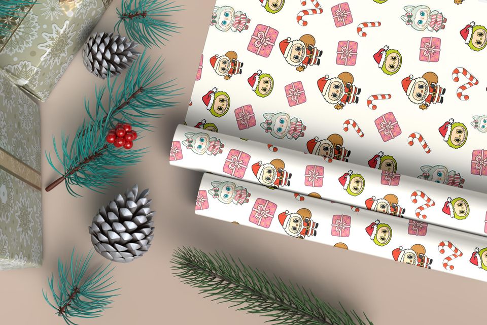 Christmas Wrapping Paper, Labubu Wrapping Paper - Cute Character Wrap
