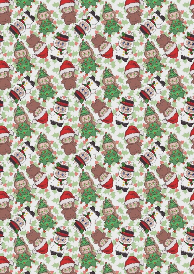 Cute Monsters Christmas Wrapping Paper - Cute Character Wrap - Labubu Wrap