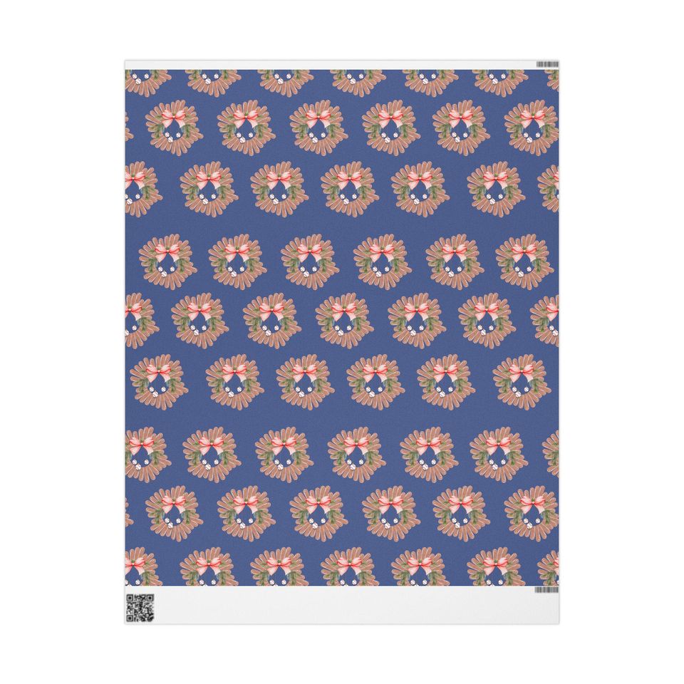 Festive Baseball-Themed Christmas Wreath Wrapping Paper