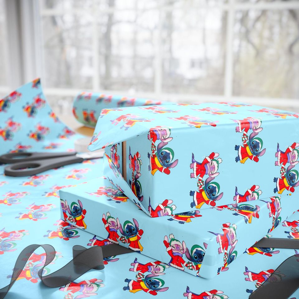 Stitch and Angel Christmas Wrapping Paper
