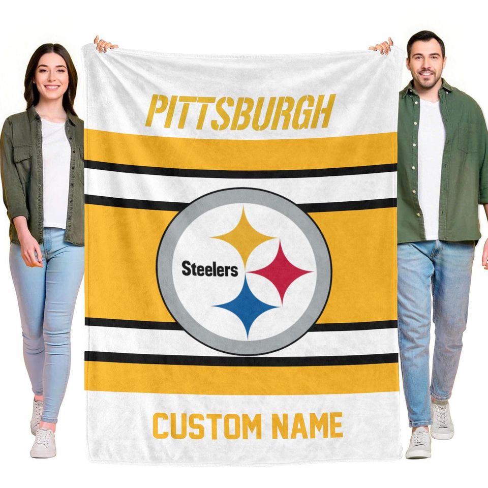 Pittsburgh Steeler Football Blanket,Custom Name,Football Fan Gift