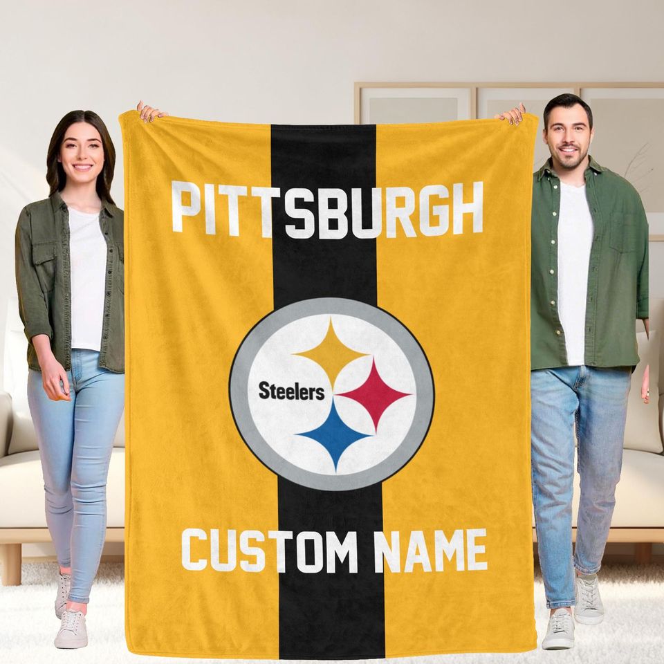 Pittsburgh Steeler Football Blanket,Custom Name,Football Fan Gift