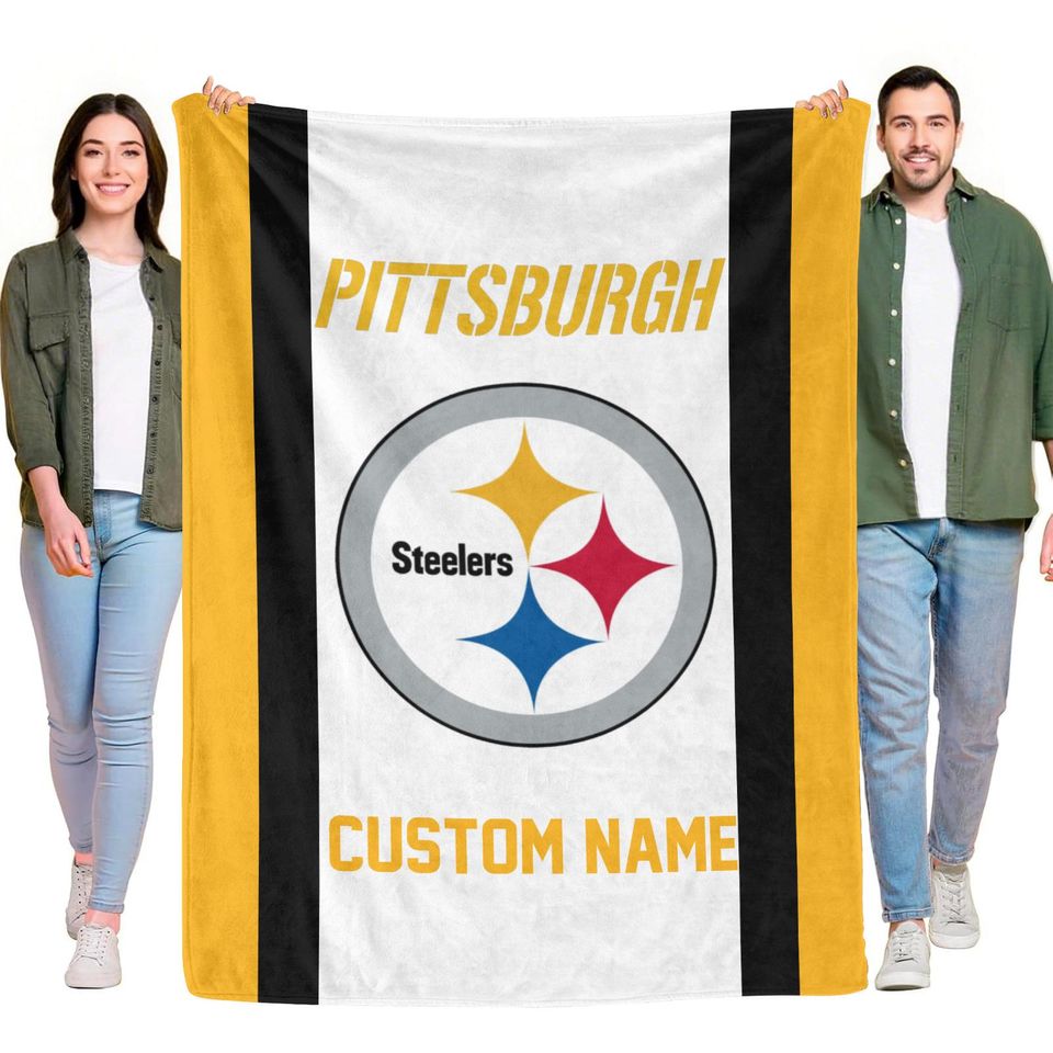 Pittsburgh Steeler Football Blanket,Custom Name,Football Fan Gift