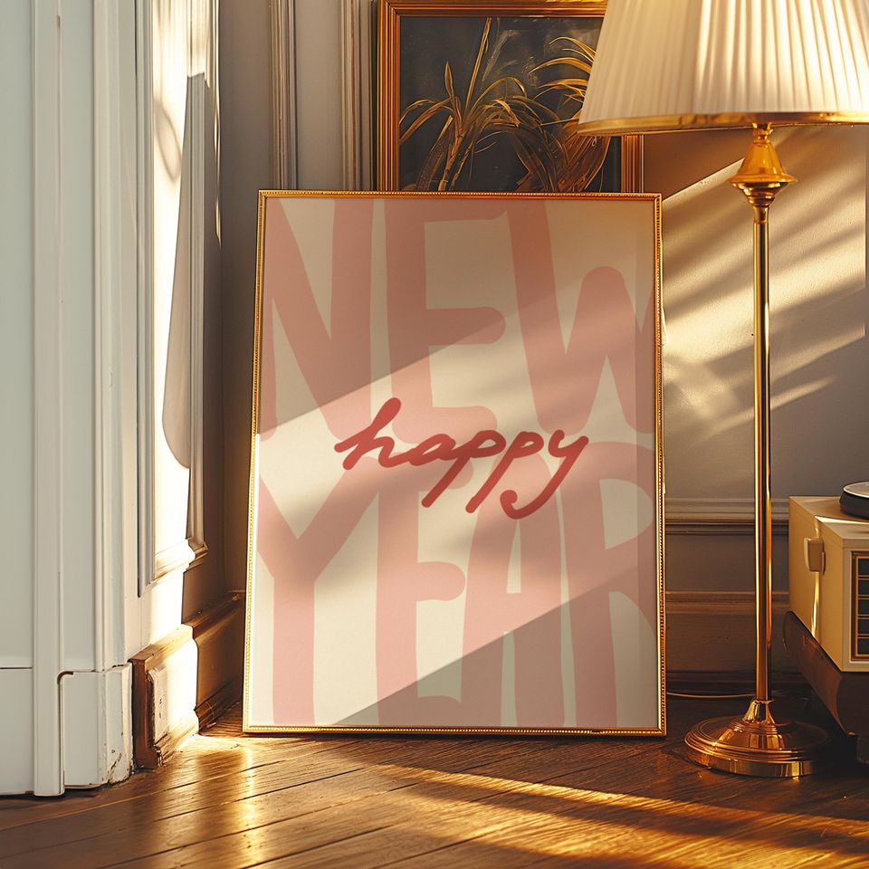 Happy New Year Minimalist Typography Poster