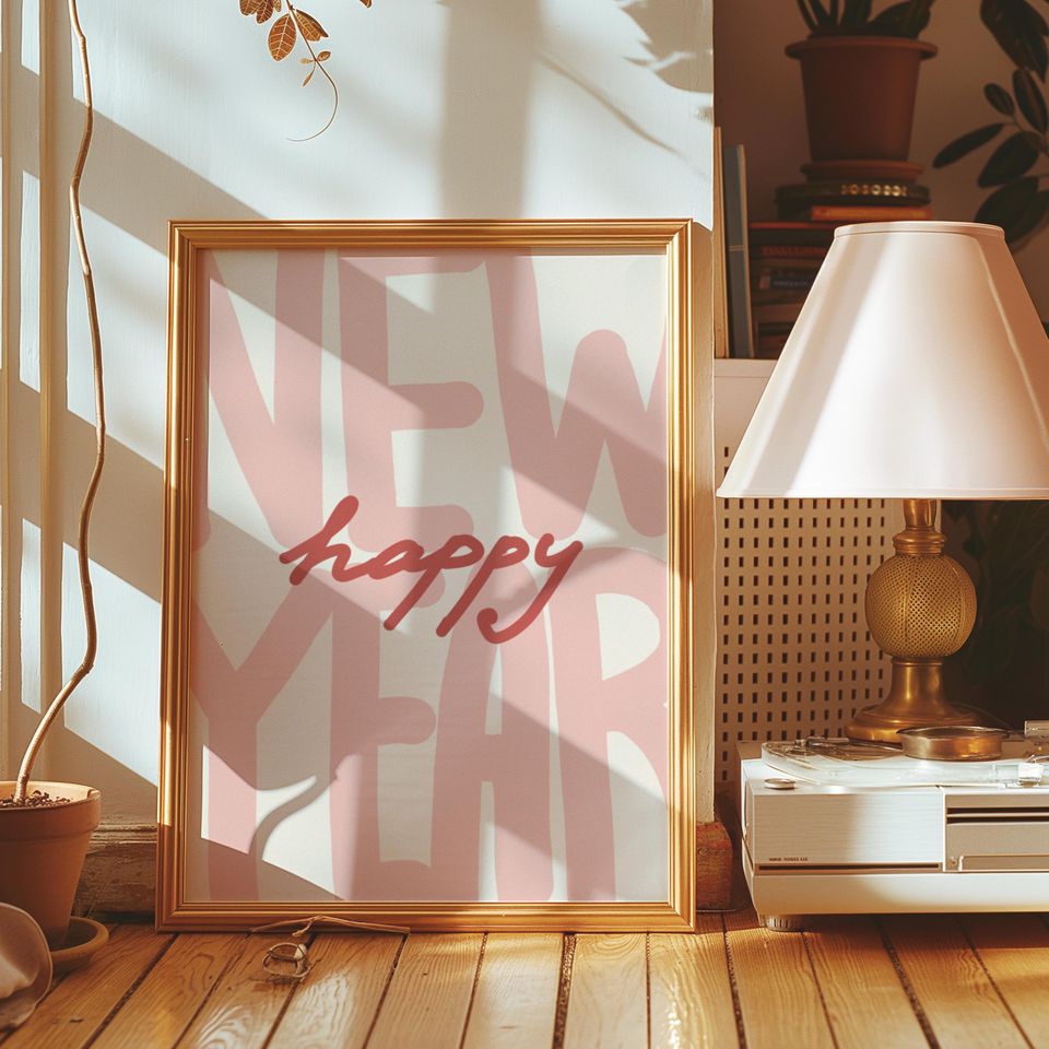 Happy New Year Minimalist Typography Poster
