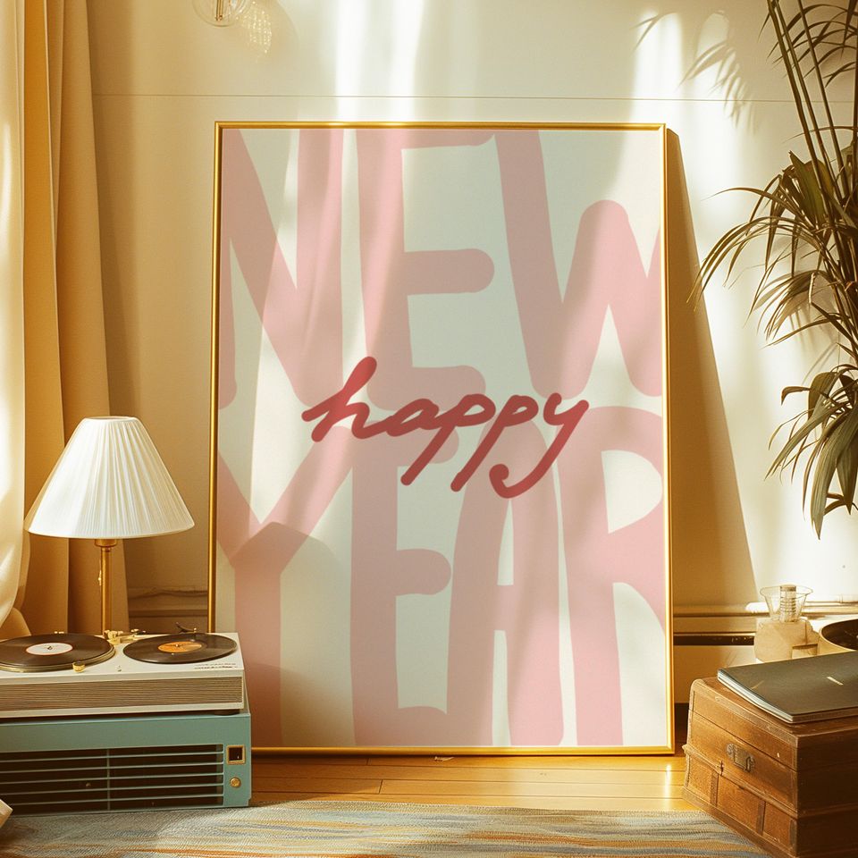 Happy New Year Minimalist Typography Poster