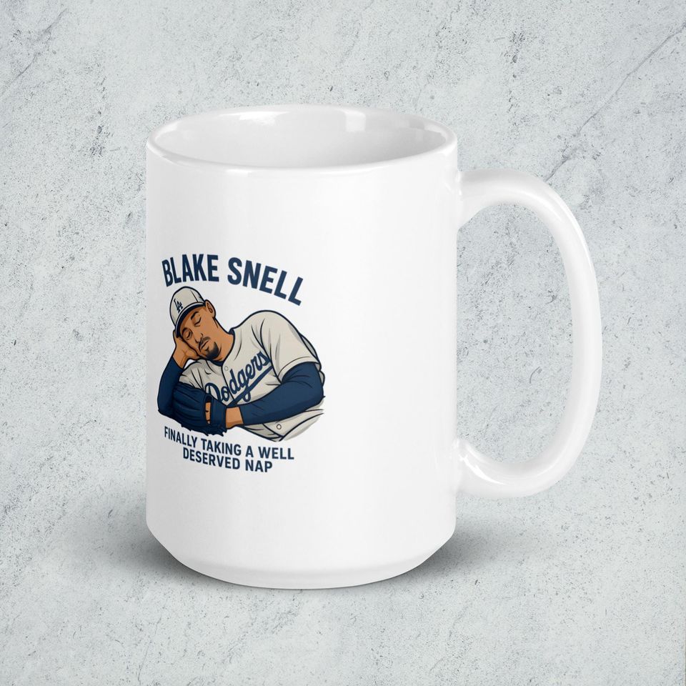 Los Angeles Dodgers - BLAKE SNELL Needs a Nap  - White glossy mug