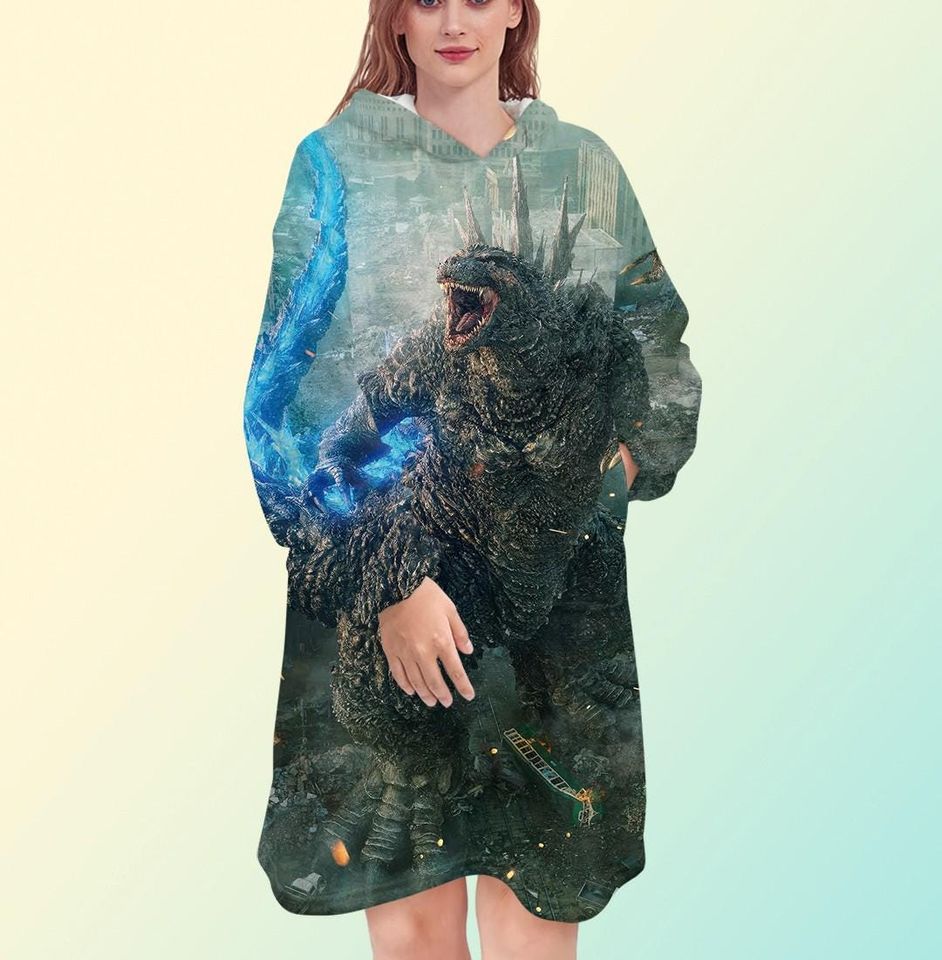 god zilla Minus One Blanket Hoodie