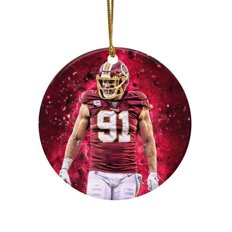Washington Commanders #91 Player Double Sided Ceramic Ornament, football Fan Holiday Decor, Unique Football Gift for Team Supporters