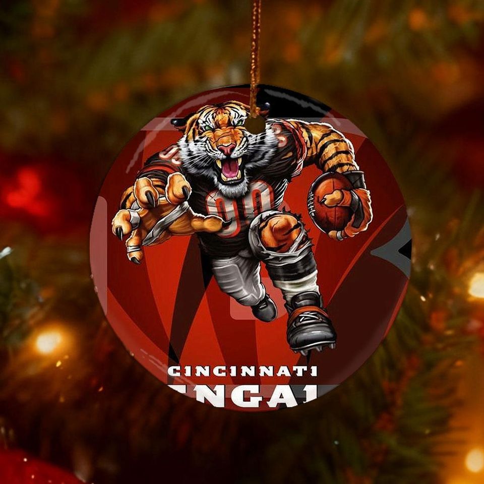 Cincinnati Ceramic Christmas Ornament Funny Tiger Mascot Keepsake Fans Gift