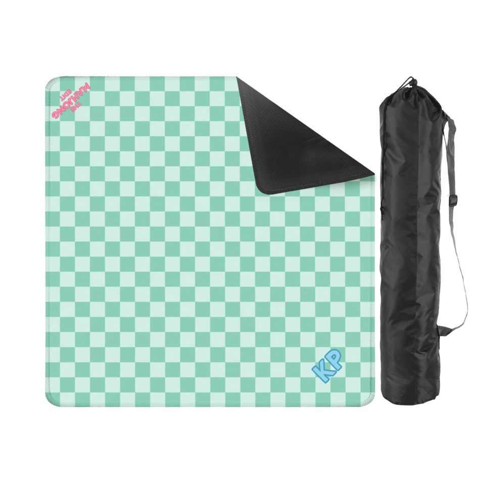 Green Check Mahjong Game Mat, Monogram Mohjong Mat, Preppy Style, Mahjong Gift