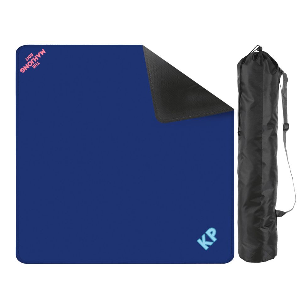 Monogram Navy Blue Mahjong Mat: Preppy Style Game Night
