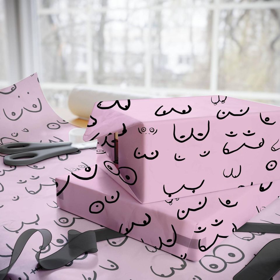 Pink Lady Wrapping Paper, Pink Lady Dark Meme Pattern Wrapping Funny Meme Gifts Paper, Trendy Christmas, Family Matching Christmas 2025