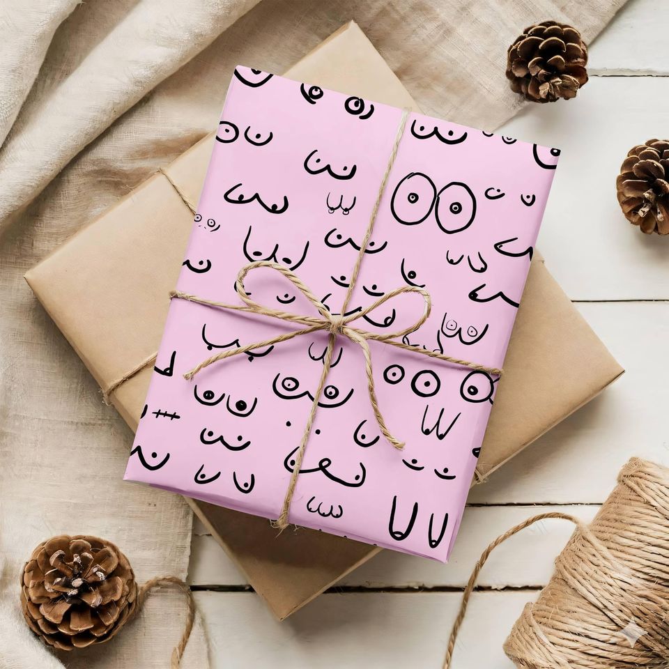 Pink Lady Wrapping Paper, Pink Lady Dark Meme Pattern Wrapping Funny Meme Gifts Paper, Trendy Christmas, Family Matching Christmas 2025