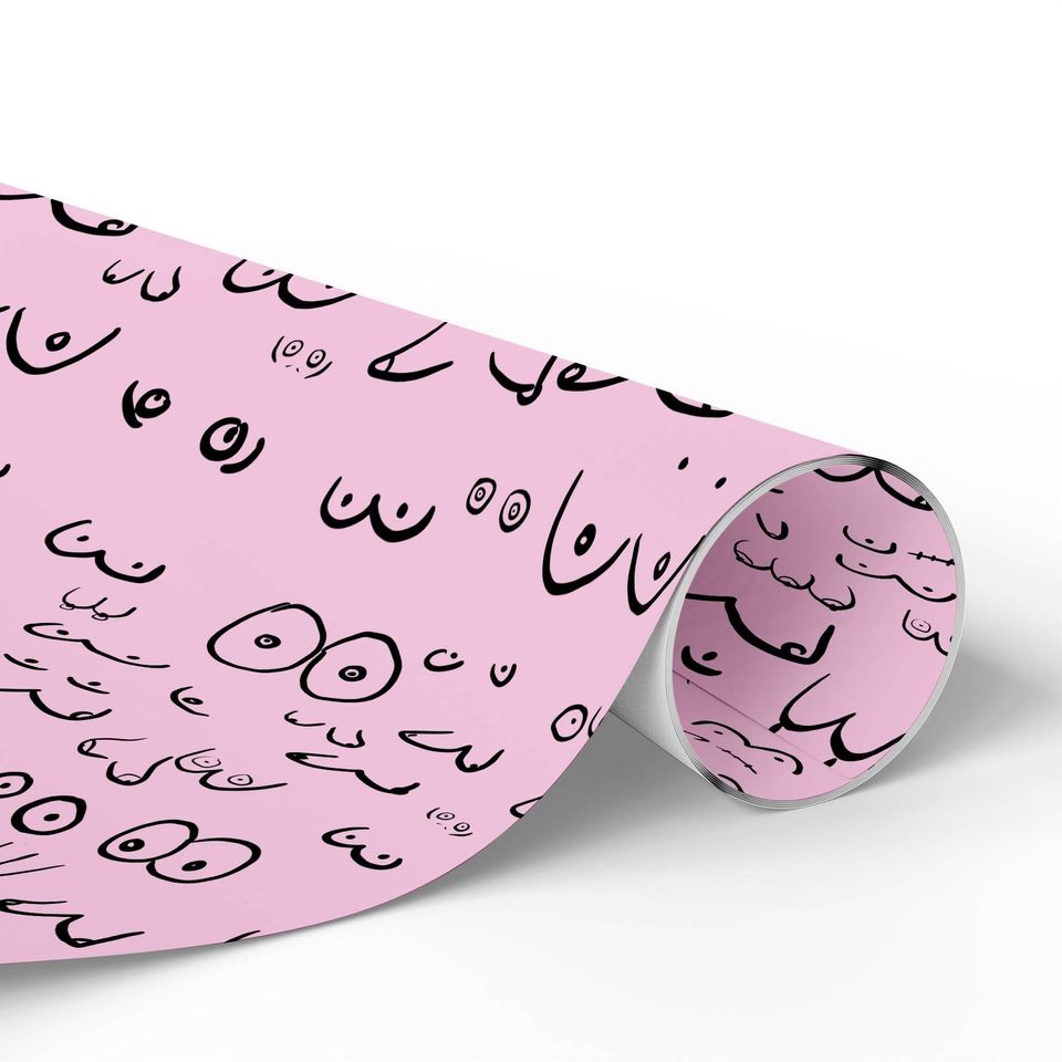 Pink Lady Wrapping Paper, Pink Lady Dark Meme Pattern Wrapping Funny Meme Gifts Paper, Trendy Christmas, Family Matching Christmas 2025