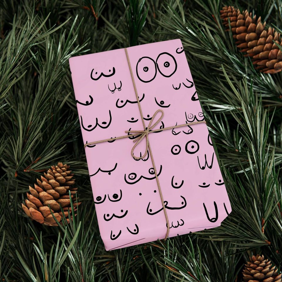 Pink Lady Wrapping Paper, Pink Lady Dark Meme Pattern Wrapping Funny Meme Gifts Paper, Trendy Christmas, Family Matching Christmas 2025