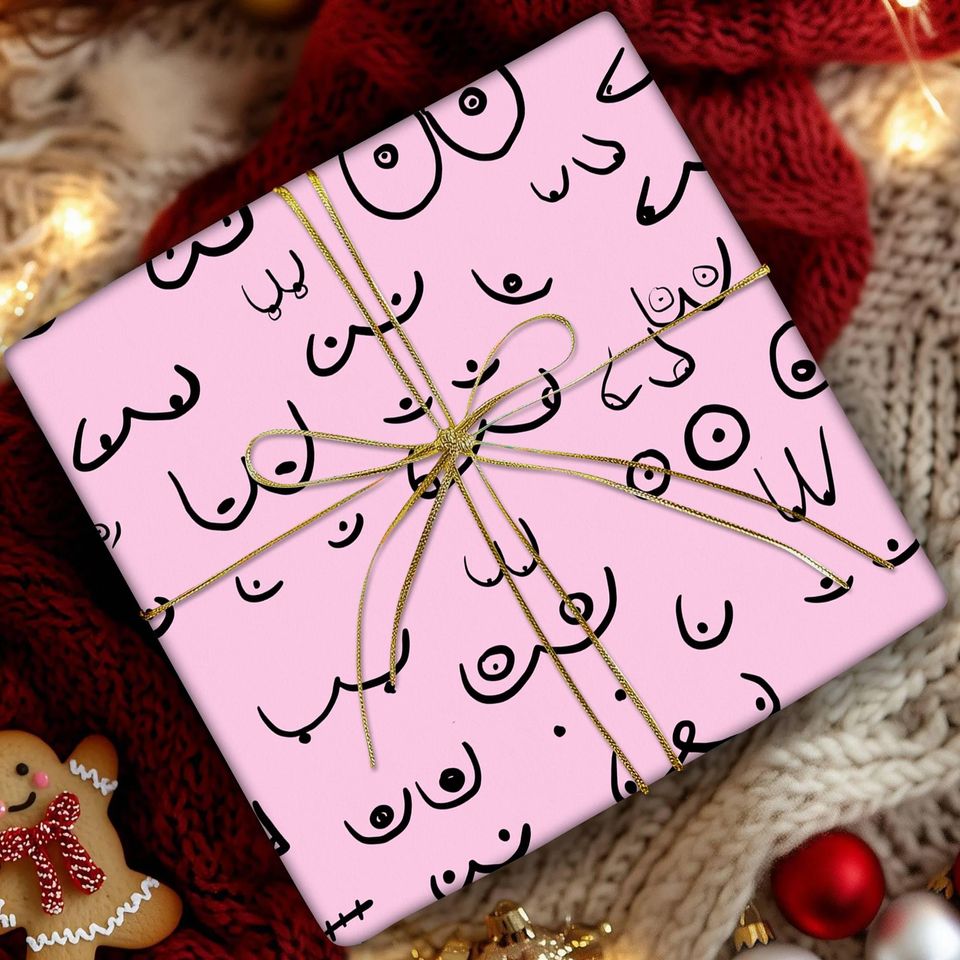 Pink Lady Wrapping Paper, Pink Lady Dark Meme Pattern Wrapping Funny Meme Gifts Paper, Trendy Christmas, Family Matching Christmas 2025
