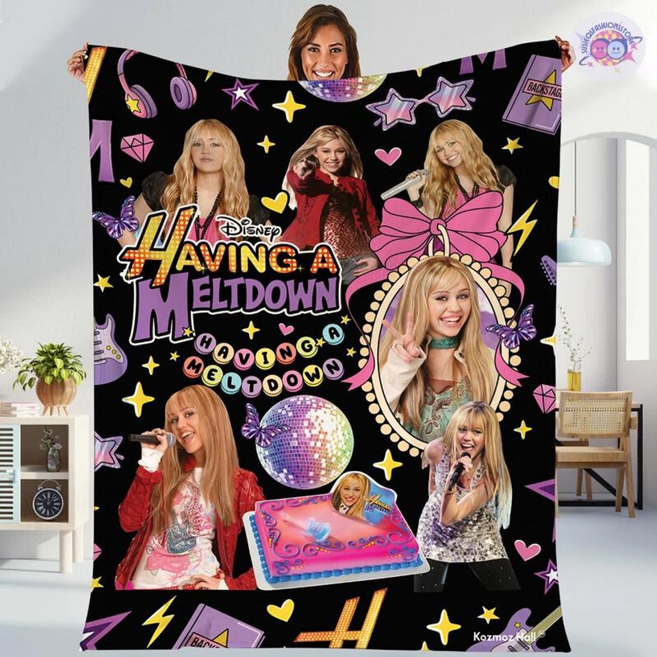 Coquette Bows Disneyland Channel Hannah Montana 20th Anniversary Blanket, Hannah Montana Blanket, Pop Star Magic Kingdom, Gift For Fan