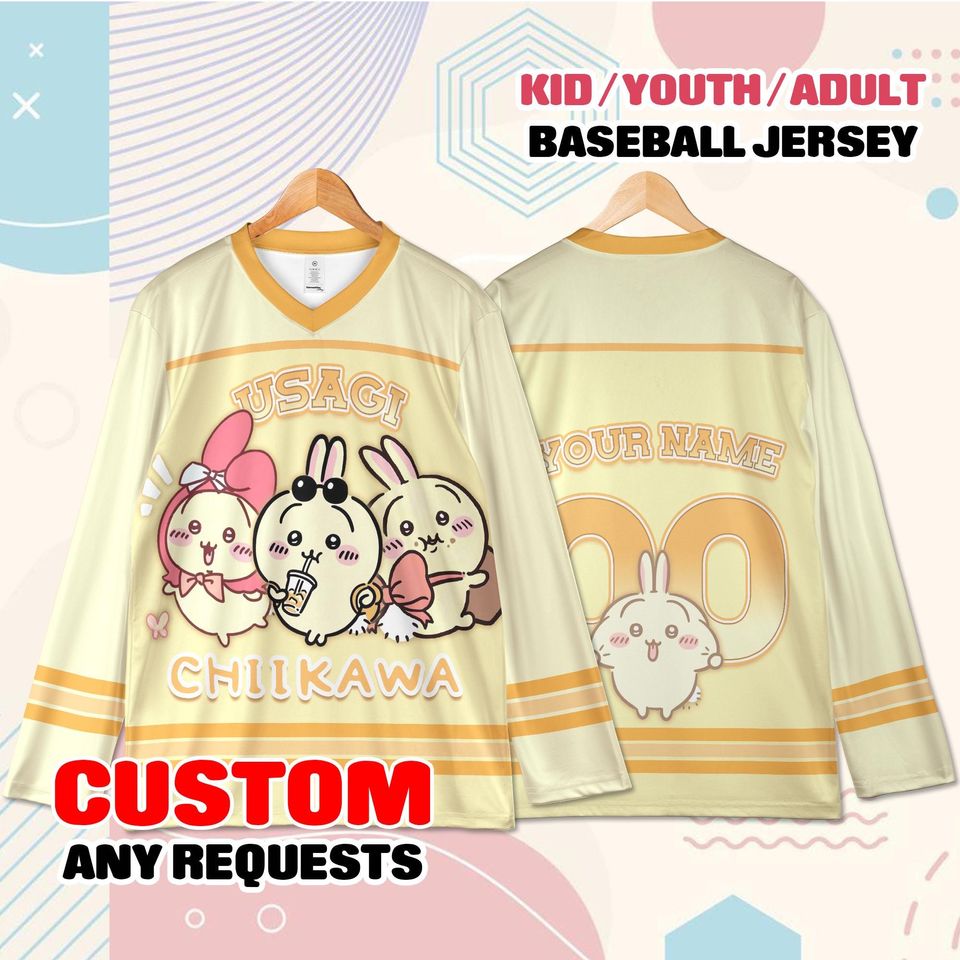 Custom Usagi Chiikawa Baseball Jersey  Kawaii Anime Shirt