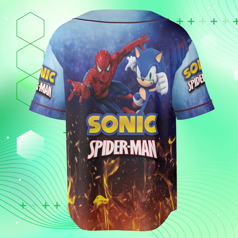 Custom Sonic and Spider Man Baseball Jersey, Personalized Gamer Jersey